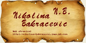 Nikolina Bakračević vizit kartica